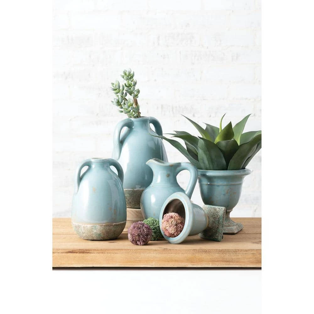 SULLIVANS Aqua Ceramic Urns (Set of 2) 4 SULLIVANS Aqua Ceramic Urns (Set of 2) - Image 2