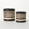 SULLIVANS Black and Brown Striped Ceramic Planter (Set of 2) 1 SULLIVANS Black and Brown Striped Ceramic Planter (Set of 2) -Vigoro sales Store black and brown striped sullivans plant pots pr2715 64 1000