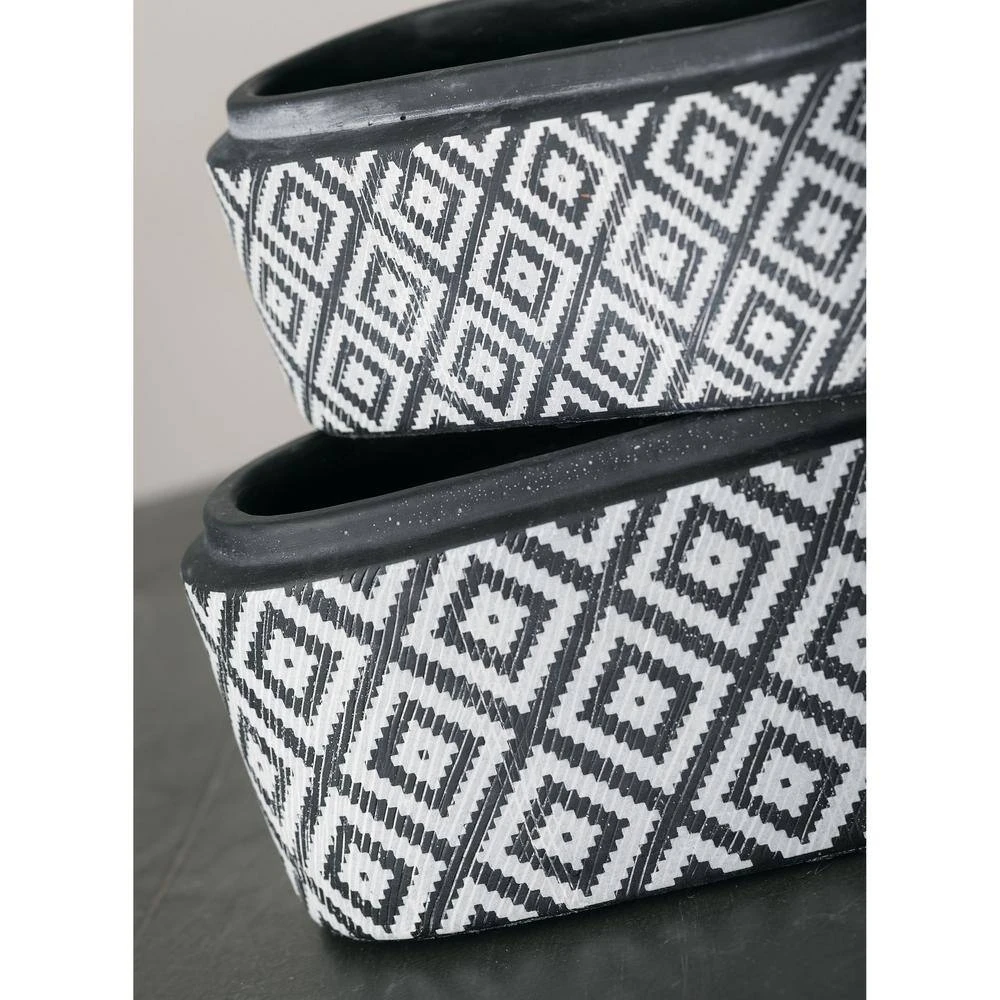 SULLIVANS Black Cement Oval Planters (Set of 2) 5 SULLIVANS Black Cement Oval Planters (Set of 2) - Image 3