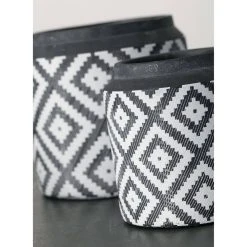 SULLIVANS Black Cement Flower Pots (Set of 2) -Vigoro sales Store black sullivans plant pots cmt1174 1f 1000