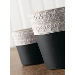 SULLIVANS Black Cement Flower Pots (Set of 2) -Vigoro sales Store black sullivans plant pots cmt1175 4f 1000