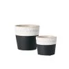 SULLIVANS Black Cement Flower Pots (Set of 2)
