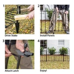 Vigoro Westbrook 36 in. x 48 in. Black Steel Fence Panel (4-Pack) -Vigoro sales Store black vigoro garden fencing 860329 4pk d4 1000