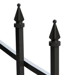 Vigoro Beaumont 40.4 in. H x 49.6 in. W Black Steel 3-Rail Fence Panel -Vigoro sales Store black vigoro garden fencing 860336 1d 1000