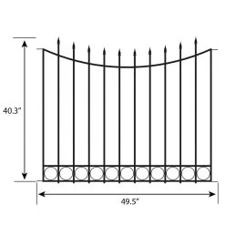 Vigoro Beaumont 40.4 in. H x 49.6 in. W Black Steel 3-Rail Fence Panel -Vigoro sales Store black vigoro garden fencing 860336 40 1000