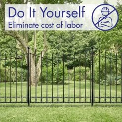 Vigoro Beaumont 40.4 in. H x 49.6 in. W Black Steel 3-Rail Fence Panel (4-Pack) -Vigoro sales Store black vigoro garden fencing 860336 4pk 1f 1000