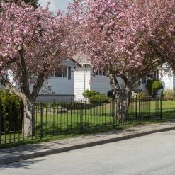 Vigoro Beaumont 40.4 in. H x 49.6 in. W Black Steel 3-Rail Fence Panel (4-Pack) -Vigoro sales Store black vigoro garden fencing 860336 4pk 44 1000