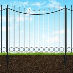 Vigoro Beaumont 40.4 in. H x 49.6 in. W Black Steel 3-Rail Fence Panel (4-Pack) -Vigoro sales Store black vigoro garden fencing 860336 4pk c3 1000