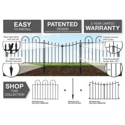 Vigoro Empire/Westbrook 28 in. Black Steel Decorative Fence Gate -Vigoro sales Store black vigoro garden fencing 860350 1d 1000
