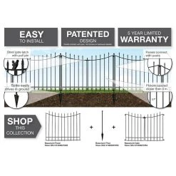 Vigoro Beaumont 53.3 in. x 3 in. x 3 in. Black Steel Fence Post and Stake (5-Pack) -Vigoro sales Store black vigoro garden fencing 860367 5pk 1f 1000