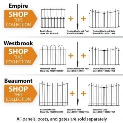 Vigoro Beaumont 53.3 in. x 3 in. x 3 in. Black Steel Fence Post and Stake (5-Pack) -Vigoro sales Store black vigoro garden fencing 860367 5pk 44 1000