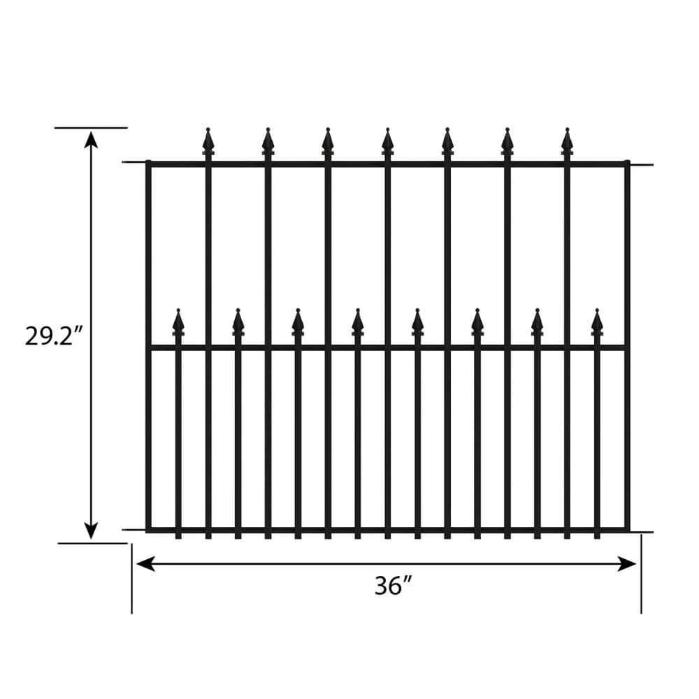 Vigoro Empire 30 in. x 36 in. Black Steel Fence Panel 4 Vigoro Empire 30 in. x 36 in. Black Steel Fence Panel - Image 2