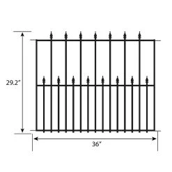 Vigoro Empire 30 in. x 36 in. Black Steel 3-Rail Fence Panel (4-Pack) -Vigoro sales Store black vigoro garden fencing 860374 4pk 40 1000