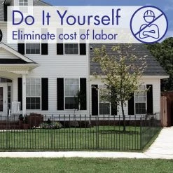 Vigoro Empire 30 in. x 36 in. Black Steel 3-Rail Fence Panel (4-Pack) -Vigoro sales Store black vigoro garden fencing 860374 4pk fa 1000