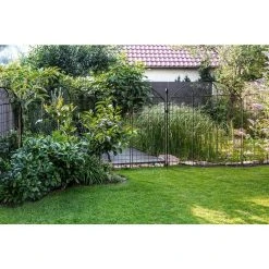 Vigoro Rockdale 43.8 in. Black Steel Fence Panel (3-Pack) -Vigoro sales Store black vigoro garden fencing 860404 31 1000