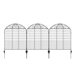 Vigoro Rockdale 43.8 in. Black Steel Fence Panel (3-Pack)
