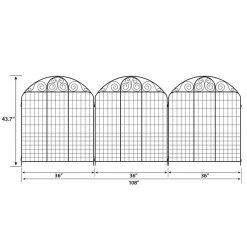 Vigoro Rockdale 43.8 in. Black Steel Fence Panel (6-Pack) -Vigoro sales Store black vigoro garden fencing 860404 6pk 40 1000