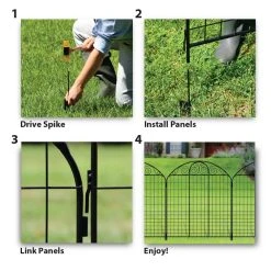 Vigoro Rockdale 43.8 in. Black Steel Fence Panel (6-Pack) -Vigoro sales Store black vigoro garden fencing 860404 6pk 77 1000