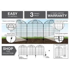 Vigoro Rockdale 43.8 in. Black Steel Fence Panel (3-Pack) -Vigoro sales Store black vigoro garden fencing 860404 a0 1000