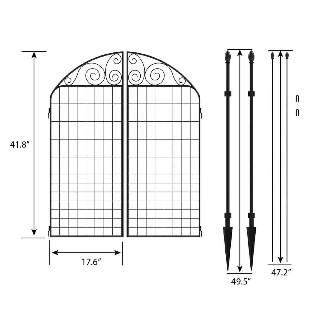 Vigoro Rockdale 41.9 in. Black Steel Fence Gate 4 Vigoro Rockdale 41.9 in. Black Steel Fence Gate - Image 2