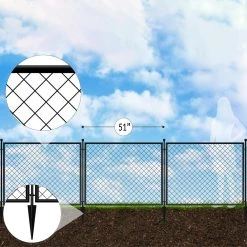 Vigoro 37.3 in. H x 51 in. W Steel Diamond Mesh Garden Fence Panel -Vigoro sales Store black vigoro garden fencing 860640 66 1000