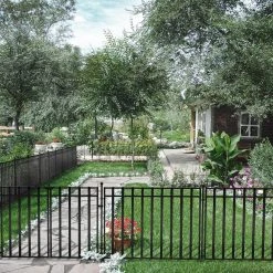 Vigoro 37.2 in. H x 55.7 in. W Steel 3-Rail Garden Fence Gate -Vigoro sales Store black vigoro garden fencing 860718 44 1000