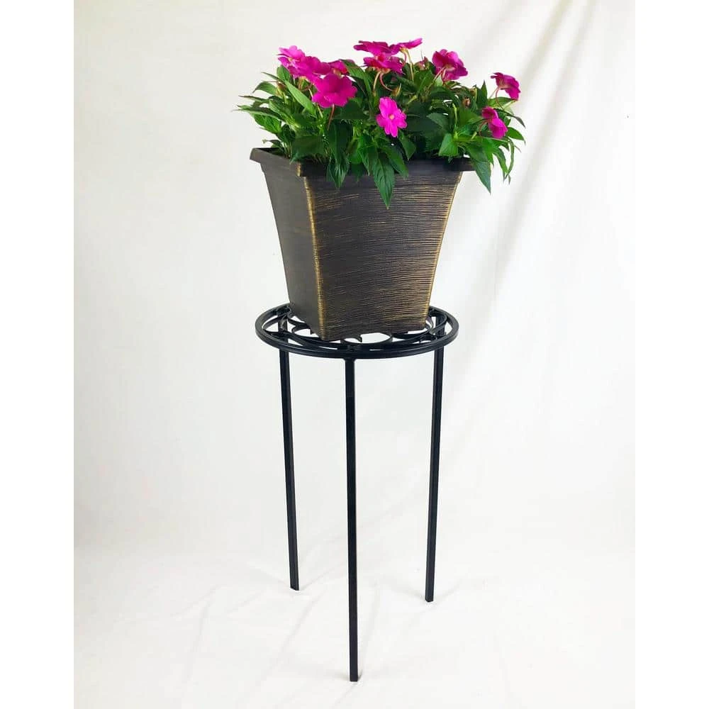 Vigoro 12 in. x 21 in. Black Metal Indoor Round Plant Stand 7 Vigoro 12 in. x 21 in. Black Metal Indoor Round Plant Stand - Image 5