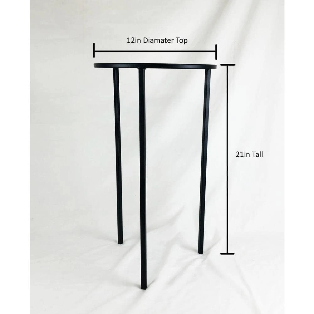 Vigoro 12 in. x 21 in. Black Metal Indoor Round Plant Stand 4 Vigoro 12 in. x 21 in. Black Metal Indoor Round Plant Stand - Image 2