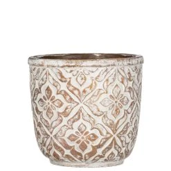 SULLIVANS Brown Cement Patterned Round Pot