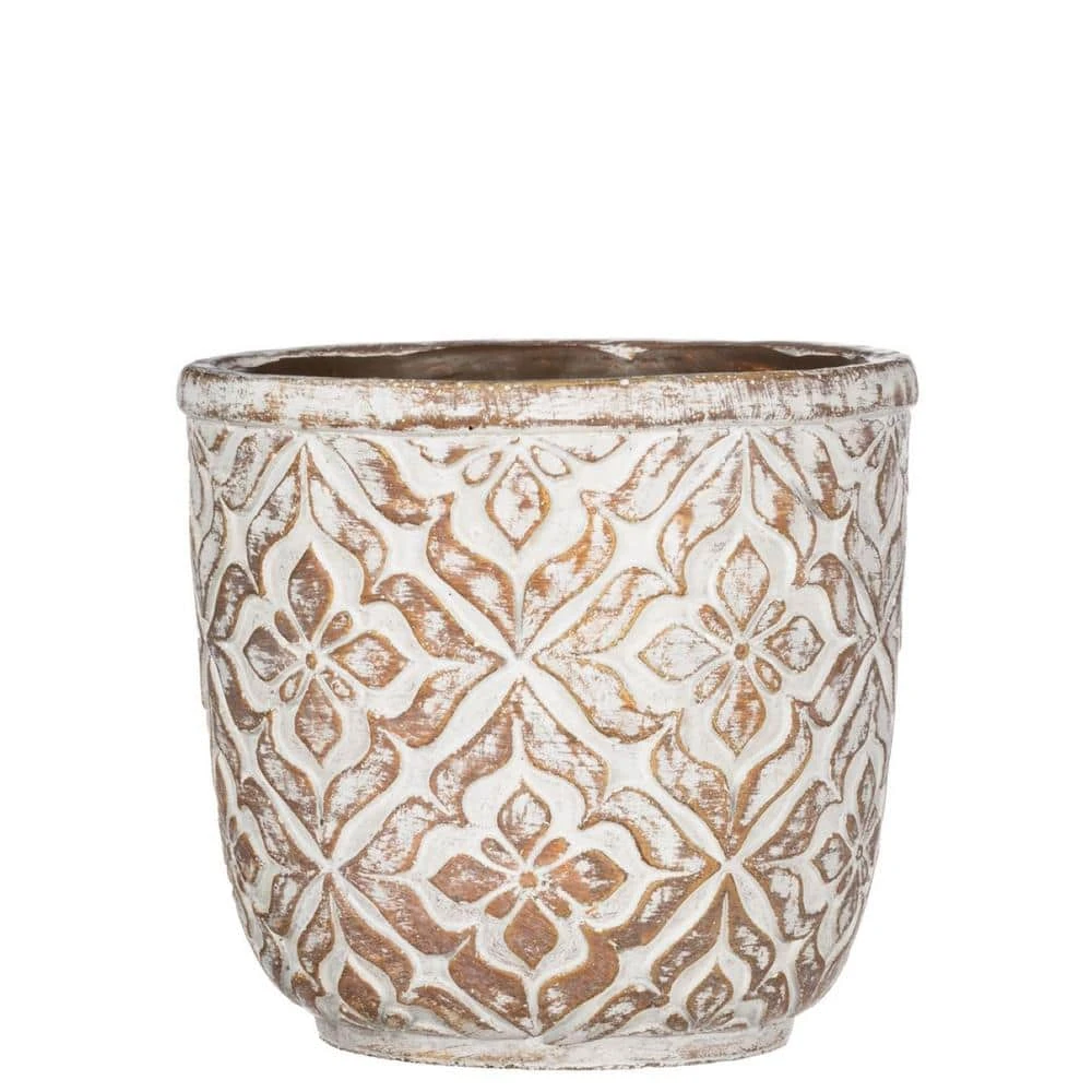 SULLIVANS Brown Cement Patterned Round Pot 3 SULLIVANS Brown Cement Patterned Round Pot