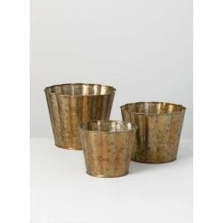 SULLIVANS Brown Metal Flower Pots (Set of 3) -Vigoro sales Store brown sullivans plant pots met1578 4f 1000