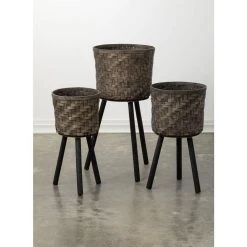 SULLIVANS Basket On Stand - Set of 3