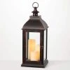 SULLIVANS 25 in. Lantern with 3 LED Pillar Candles -Vigoro sales Store browns tans sullivans outdoor lanterns su65205ab 64 1000
