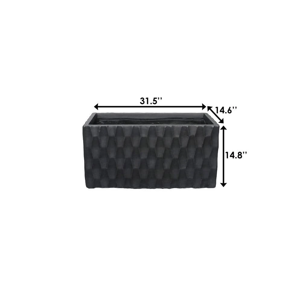 KANTE 31.5 in. L Rectangular Burnished Black Concrete/Fiberglass Indoor Outdoor Elegant Retro Planter 7 KANTE 31.5 in. L Rectangular Burnished Black Concrete/Fiberglass Indoor Outdoor Elegant Retro Planter - Image 5