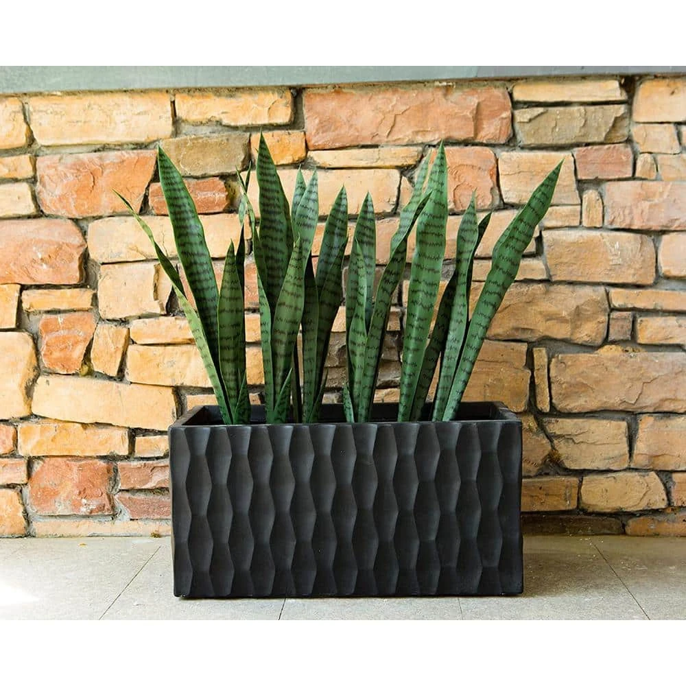 KANTE 31.5 in. L Rectangular Burnished Black Concrete/Fiberglass Indoor Outdoor Elegant Retro Planter 5 KANTE 31.5 in. L Rectangular Burnished Black Concrete/Fiberglass Indoor Outdoor Elegant Retro Planter - Image 3