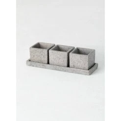 SULLIVANS Cement Flower Pots Tray -Set of 3 -Vigoro sales Store cement sullivans plant pots cmt1130 1f 1000