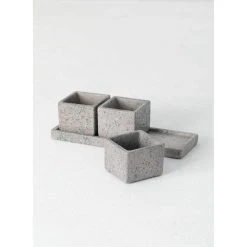 SULLIVANS Cement Flower Pots Tray -Set of 3 -Vigoro sales Store cement sullivans plant pots cmt1130 4f 1000