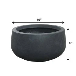 KANTE 16 in. W Round Charcoal Lightweight Concrete/Fiberglass Indoor Outdoor Elegant Bowl Planter -Vigoro sales Store charcoal kante plant pots osc0051b c60121 76 1000