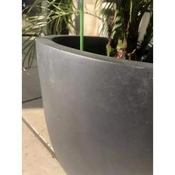 KANTE 21.7 in. H Round Charcoal Concrete/Fiberglass Indoor Outdoor Modern Tall Planter -Vigoro sales Store charcoal kante plant pots osc0066a c60121 66 1000