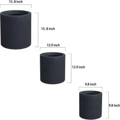 KANTE 15.8 in. x 12.9 in. and 9.8 in. W Round Charcoal Concrete/Fiberglass Indoor Outdoor Elegant Planters 11 KANTE 15.8 in. x 12.9 in. and 9.8 in. W Round Charcoal Concrete/Fiberglass Indoor Outdoor Elegant Planters -Vigoro sales Store charcoal kante plant pots osc0119abc c60121 44 1000