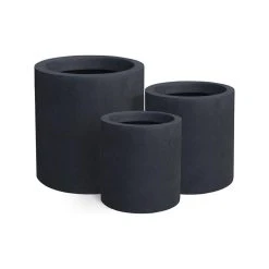 KANTE 15.8 in. x 12.9 in. and 9.8 in. W Round Charcoal Concrete/Fiberglass Indoor Outdoor Elegant Planters