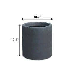KANTE 12.9 in. W Round Charcoal Concrete/Fiberglass Indoor Outdoor Elegant Planter -Vigoro sales Store charcoal kante plant pots osc0119b c60121 4f 1000