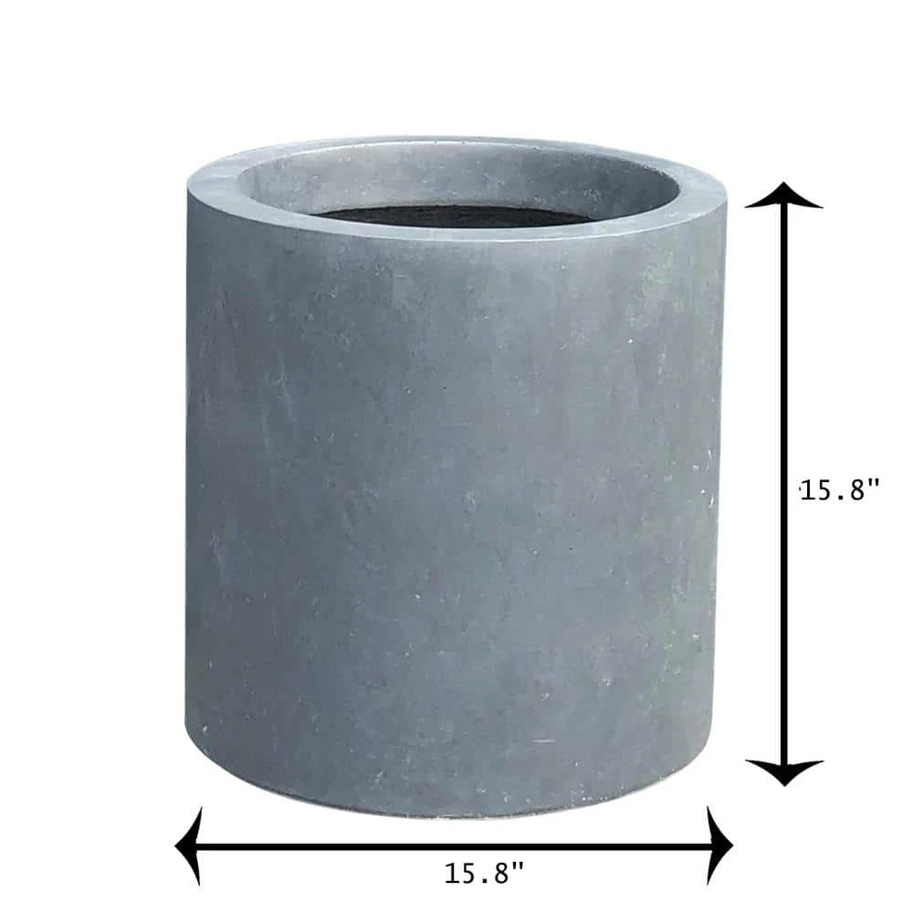 KANTE 15.8 in. W Round Charcoal Concrete/Fiberglass Indoor Outdoor Elegant Planter 6 KANTE 15.8 in. W Round Charcoal Concrete/Fiberglass Indoor Outdoor Elegant Planter - Image 4
