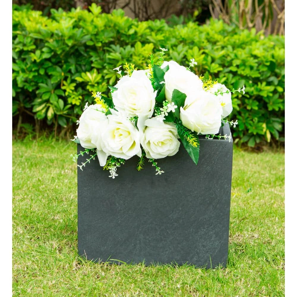 KANTE 12 in. H Square Charcoal Concrete/Fiberglass Indoor Outdoor Elegant Planter 3 KANTE 12 in. H Square Charcoal Concrete/Fiberglass Indoor Outdoor Elegant Planter
