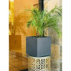 KANTE 12 in. H Square Charcoal Concrete/Fiberglass Indoor Outdoor Elegant Planter 19 KANTE 12 in. H Square Charcoal Concrete/Fiberglass Indoor Outdoor Elegant Planter -Vigoro sales Store charcoal kante plant pots osf0001b c60121 76 1000