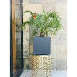 KANTE 12 in. H Square Charcoal Concrete/Fiberglass Indoor Outdoor Elegant Planter 18 KANTE 12 in. H Square Charcoal Concrete/Fiberglass Indoor Outdoor Elegant Planter -Vigoro sales Store charcoal kante plant pots osf0001b c60121 fa 1000
