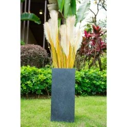 KANTE 20 in. H Square Charcoal Lightweight Concrete/Fiberglass Indoor Outdoor Elegant Tall Planter 16 KANTE 20 in. H Square Charcoal Lightweight Concrete/Fiberglass Indoor Outdoor Elegant Tall Planter -Vigoro sales Store charcoal kante plant pots osf0002a c60121 1d 1000