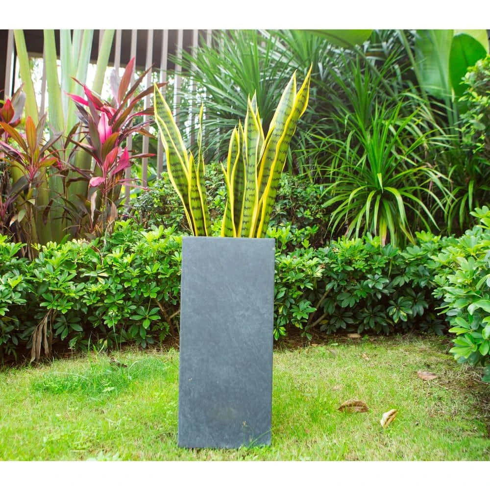 KANTE 20 in. H Square Charcoal Lightweight Concrete/Fiberglass Indoor Outdoor Elegant Tall Planter 6 KANTE 20 in. H Square Charcoal Lightweight Concrete/Fiberglass Indoor Outdoor Elegant Tall Planter - Image 4