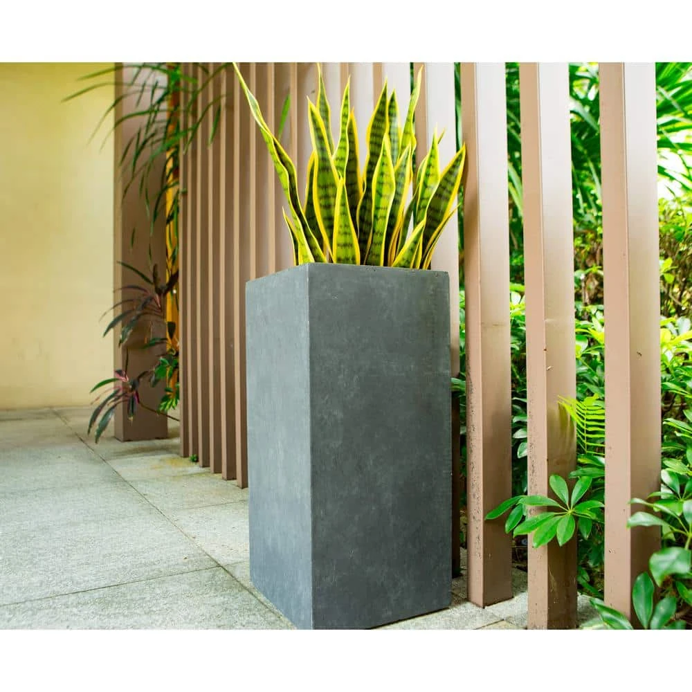 KANTE 20 in. H Square Charcoal Lightweight Concrete/Fiberglass Indoor Outdoor Elegant Tall Planter 11 KANTE 20 in. H Square Charcoal Lightweight Concrete/Fiberglass Indoor Outdoor Elegant Tall Planter - Image 9