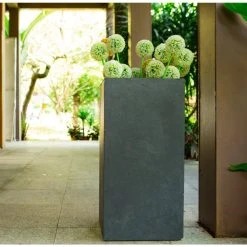 KANTE 24 in. H Square Charcoal Concrete/Fiberglass Indoor Outdoor Elegant Tall Planter -Vigoro sales Store charcoal kante plant pots osf0002b c60121 d4 1000